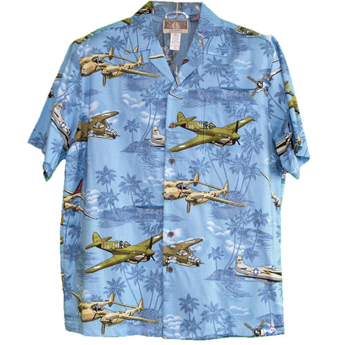 Aerial Island Dog Fight Mens Hawaiian Shirt