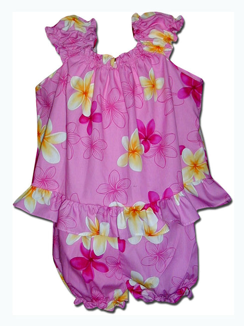 Melemele Yellow Plumeria Girl's 2pc Hawaiian Cabana Set