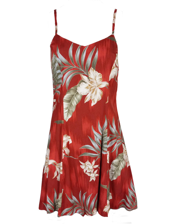 Flating Orchid Women's Princess Seam Flared Hawaiian Dress (Petite Size)