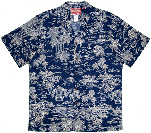 Woodcut Polynesian Island Men's Hawaiian Shirt
