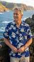 Paradise Found Men's Star Orchid Tom Selleck Magnum PI Hawaiian Shirt