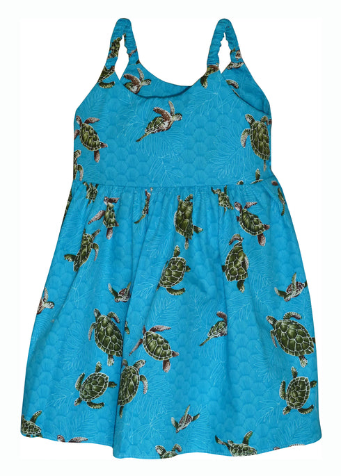 Honu Turtle Swim Girl's Hawaiian Flared Dress
