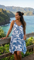 Delicate Tropical Hawaiian Scarf Hem Rayon Dress