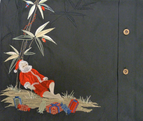 Bamboo Cay Mens Santa Resting Embroidered Shirt