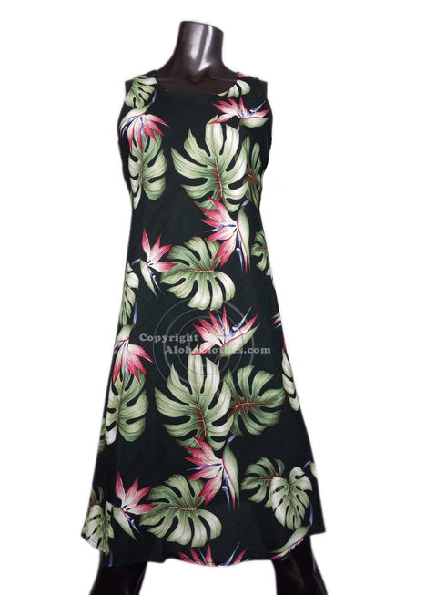 Monstera Paradise Women's Short Tank Flared Hawaiian Dress