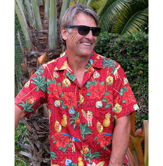 Hawaiian mens Christmas and Santa shirts