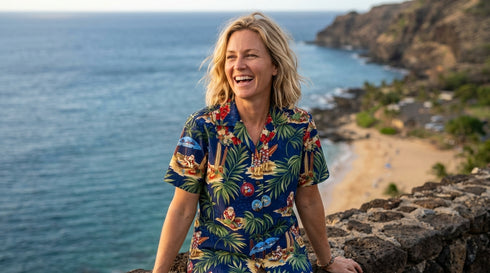 Christmas in Hawaii Women's Hawaiian Camp Shirt