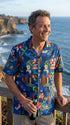 Christmas Longboard Santa Men's Hawaiian Shirt