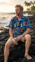 Christmas Longboard Santa Men's Hawaiian Shirt