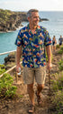 Christmas Woody Surfboard Hula Santa Men's Hawaiian Shirt