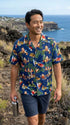 Christmas Woody Surfboard Hula Santa Men's Hawaiian Shirt