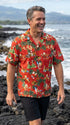 Christmas Woody Surfboard Hula Santa Men's Hawaiian Shirt