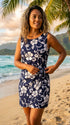 Original Classic Hibiscus Women's Mock Wrap Hawaiian Sarong Dress