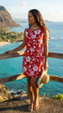 Original Classic Hibiscus Women's Mock Wrap Hawaiian Sarong Dress