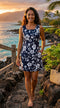 Clearance – Women’s A-Line Dress – Classic Hibiscus Print – Slimming Bodice