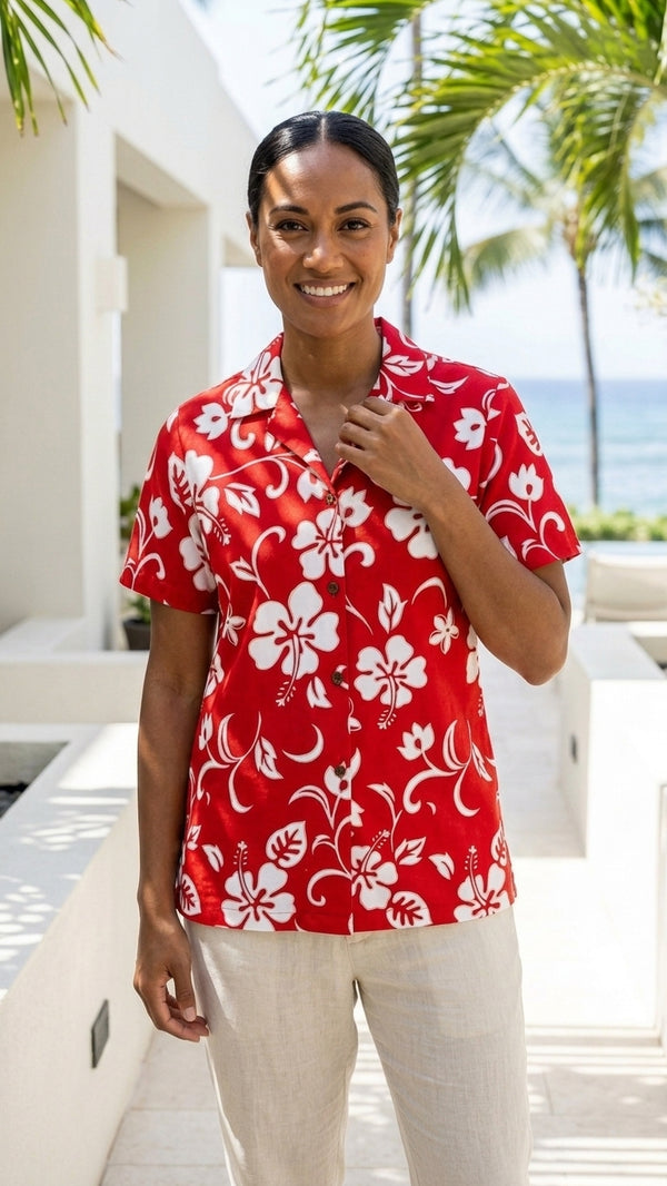 Original Classic Hibiscus Women's Hawaiian Camp Shirt