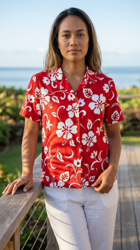 Original Classic Hibiscus Women's Hawaiian Camp Shirt