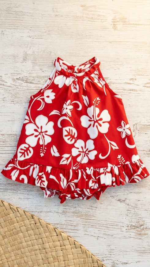 RJC Baby Girls Classic Hibiscus Halter Dress 2pc Set