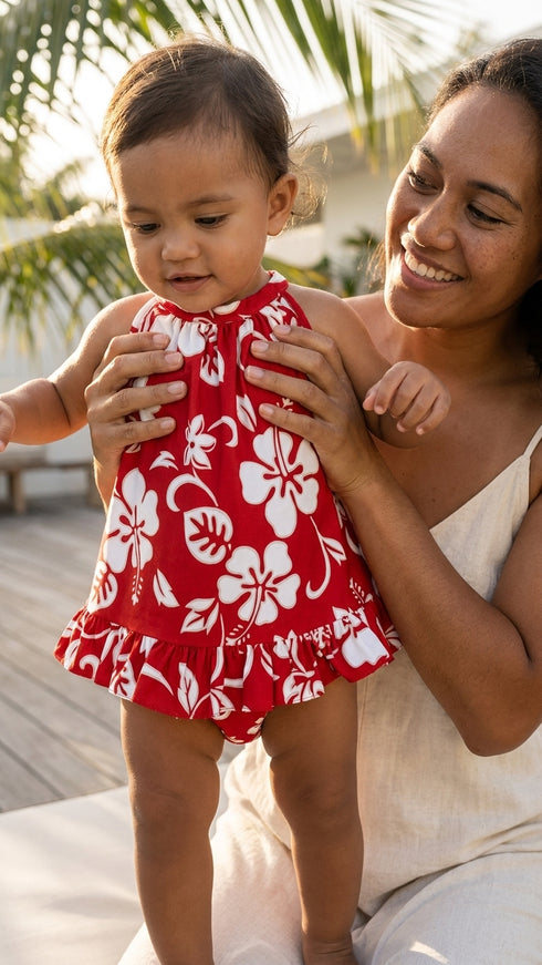 RJC Baby Girls Classic Hibiscus Halter Dress 2pc Set