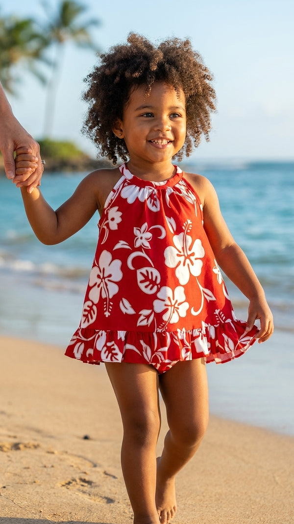 RJC Baby Girls Classic Hibiscus Halter Dress 2pc Set
