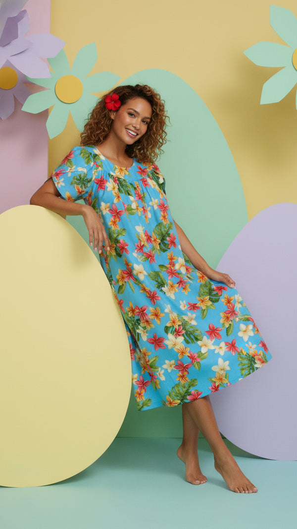 RJC Women's Rainbow Plumeria Muumuu Dress