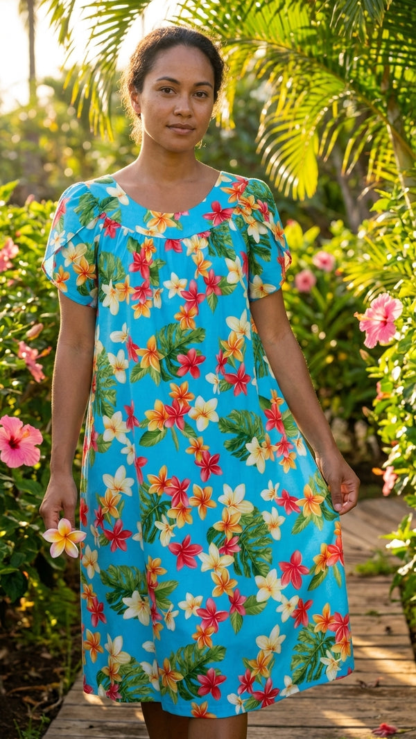 RJC Women's Colorful Plumeria Muumuu Dress