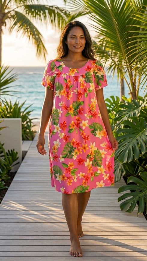 RJC Women's Rainbow Plumeria Muumuu Dress