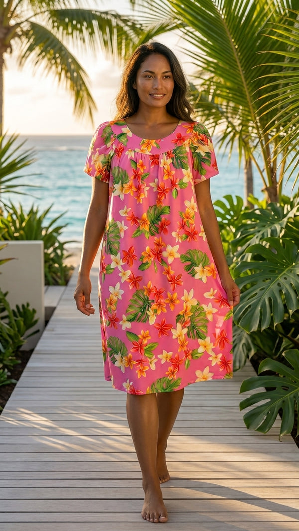 RJC Women's Rainbow Plumeria Muumuu Dress