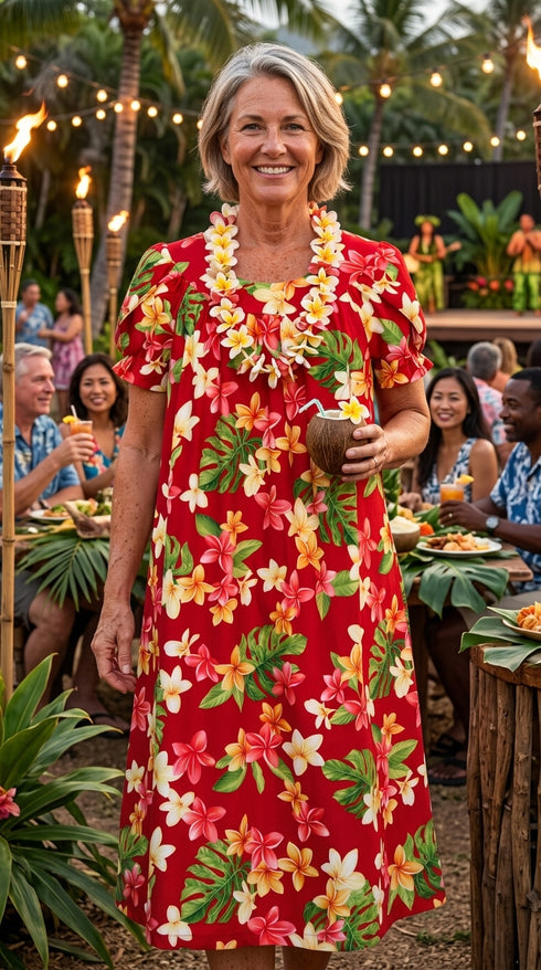 RJC Women's Colorful Plumeria Muumuu Dress