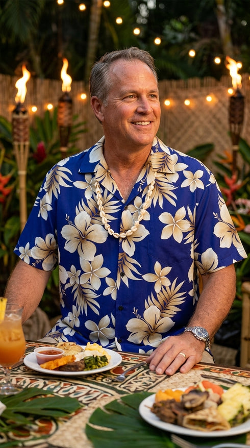 Pacific Legend Mens Colossal Plumeria Hibiscus Shirt