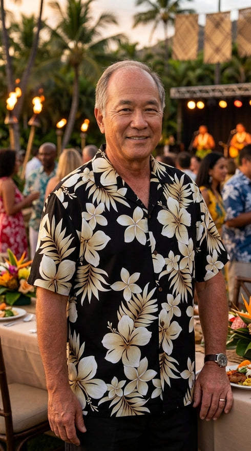 Pacific Legend Mens Colossal Plumeria Hibiscus Shirt