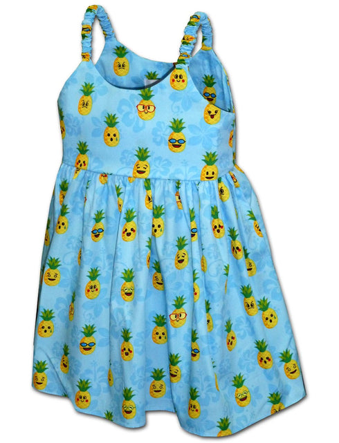 Kawaii Cute Pineapples Girl's Hawaiian Flared Dress