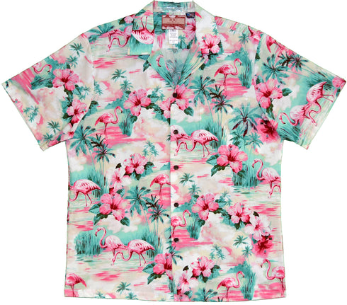 Soft Pink Flamingo Men's Hawaiian Shirt