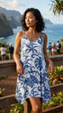 Delicate Tropical Hawaiian Scarf Hem Rayon Dress