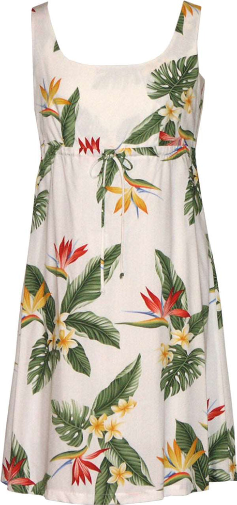 Bird of Paradise Display Women's Empire Tie Front Hawaiian Dress (Generous Fit)