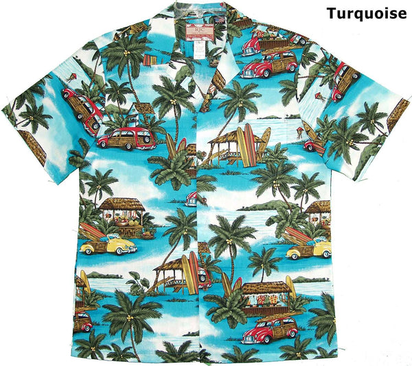 Beach Shack Woody Surfboard Men's Hawaiian Shirt