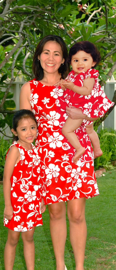 Original Classic Hibiscus Women's Mock Wrap Hawaiian Sarong Dress