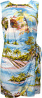 Paradise Island Surf Women's Mock Wrap Hawaiian Sarong Dress