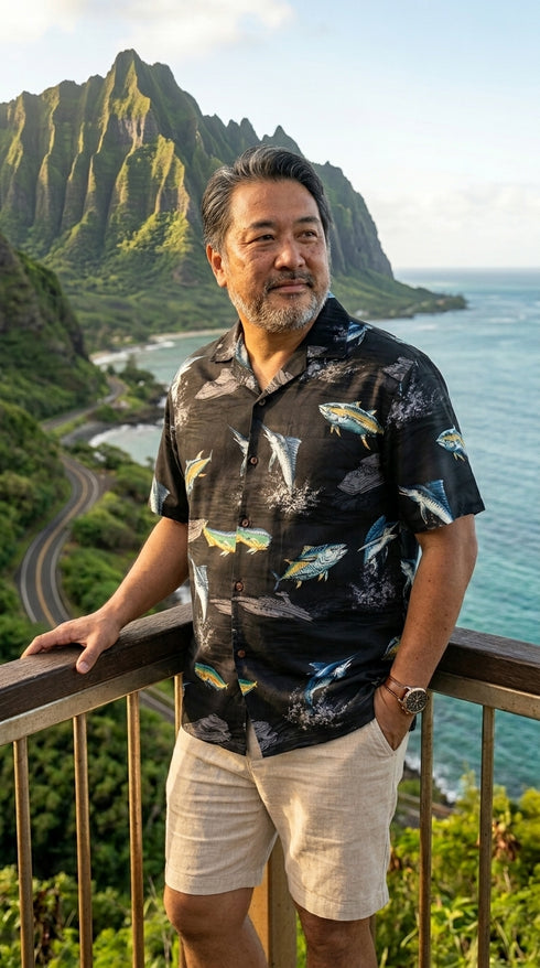 Pacific Legend Mens M to 4X Deep Water Ocean Fish Shirt