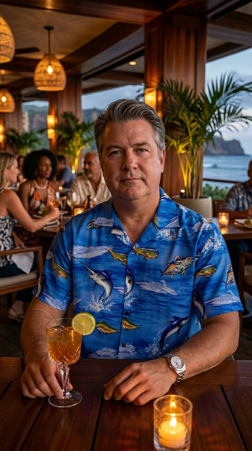 Pacific Legend Mens M to 4X Deep Water Ocean Fish Shirt