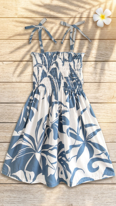 Delicate Tropical Girl's Hawaiian Smocked Dress