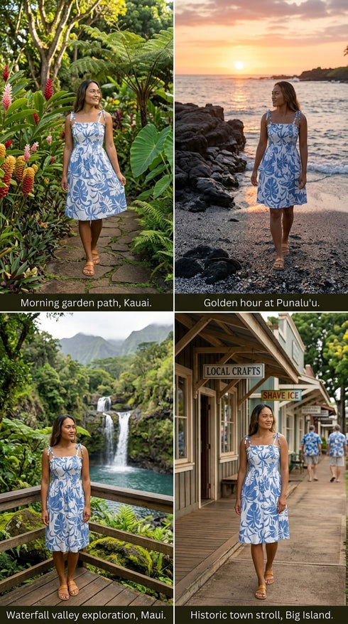 Women’s Smocked Tube Dress – Delicate Tropical Print
