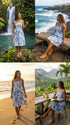 Women’s Smocked Tube Dress – Delicate Tropical Print
