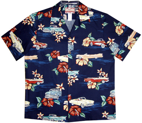 Hibiscus Vintage Automobile Men's Hawaiian Shirt
