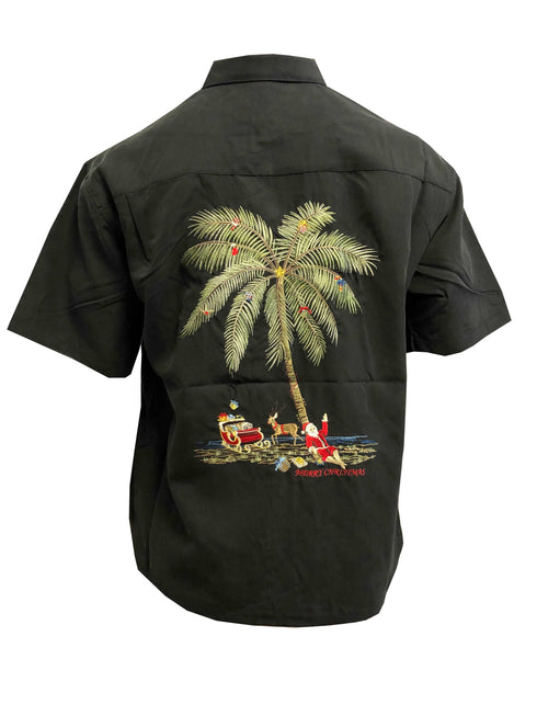 Bamboo Cay Resting Santa in Paradise Embroidered Christmas Shirt