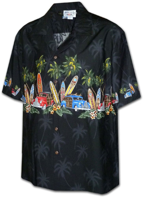 Old Time Woodie Surfboard Boy's Hawaiian Shirt