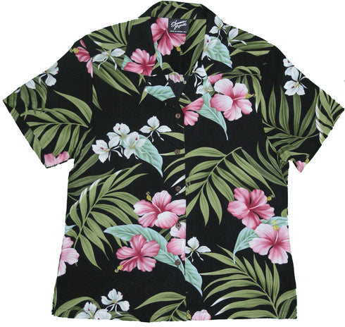 Pale Hibiscus Orchid Women's Hawaiian Camp Shirt – 100% Rayon, Made in Hawaii | RJC