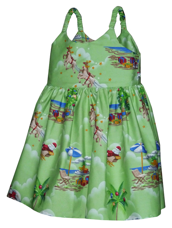 Santa's Hawaiian Christmas Vacation Girl's Hawaiian Flared Dress