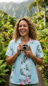 Paradise Lei Panel Women's Hawaiian Camp Shirt – 100% Rayon, Made in Hawaii | RJC