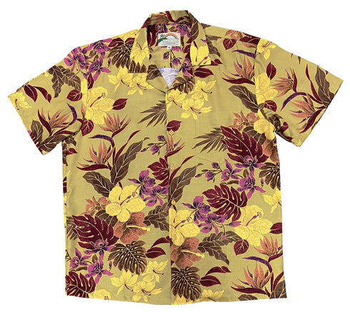 Paradise Found Men's Hilo Ginger Hibiscus Hawaiian Shirt